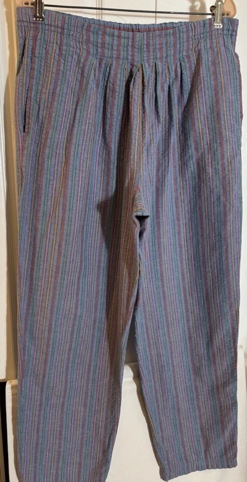Pantalones Carole Little for Saint Tropez West 100 % algodón talla 10 rayas azules Foto 4 de 4