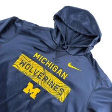 Nike Performance Michigan Wolverines Hoodie Sweatshirt Blue • Large