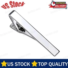 Silver Stainless Steel Tie Clip Bar Necktie  Silver Mens Clasp Clamp 2.2" Inches