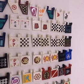 LEGO 2x2 Printed FLAGS ~Cross Shield Crest Jolly Roger Crossbones Checkered