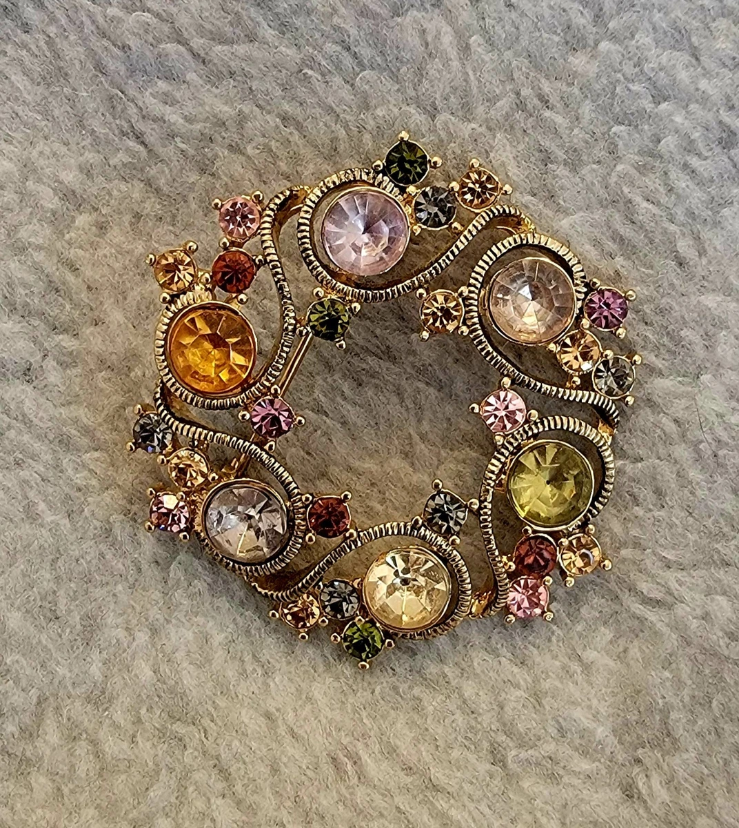 MONET VINTAGE チェリー リーフモチーフ ストーン装飾 ピンブローチ Monet Fashion Signed Vintage & Antique Brooches & Pins for sale | eBay