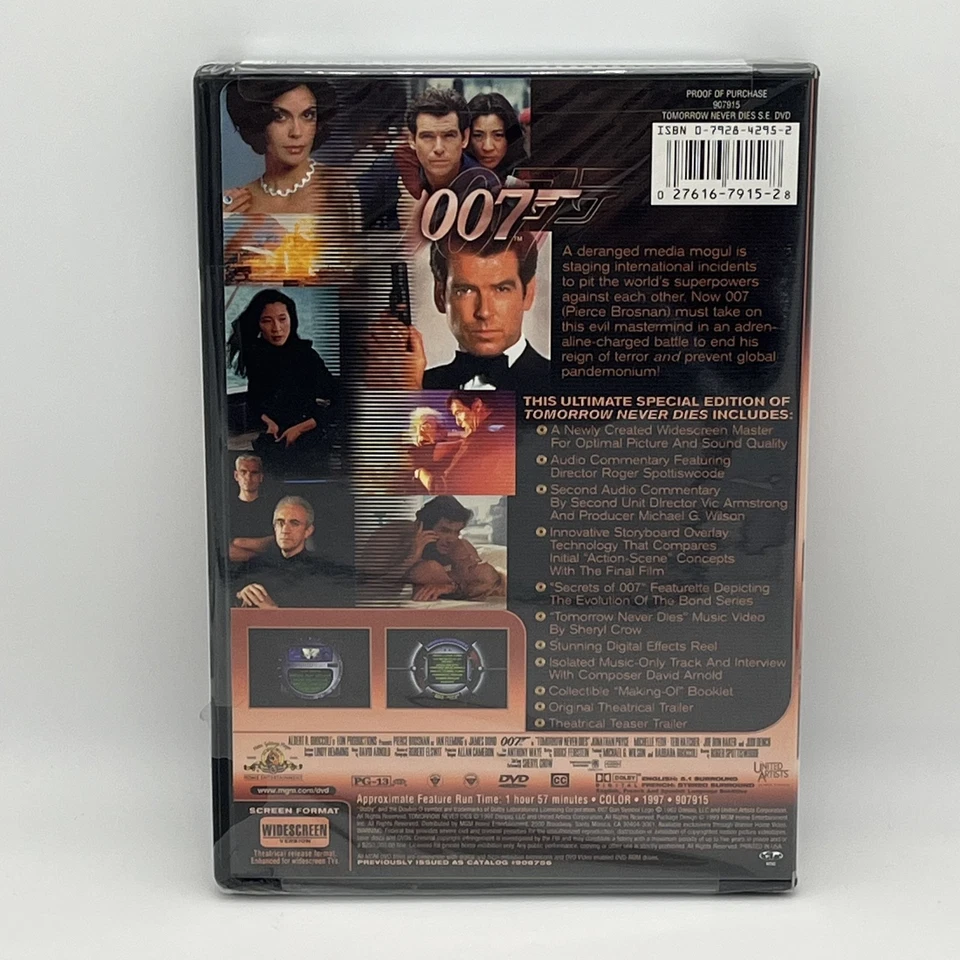 Tomorrow Never Dies (DVD, 1999, Special Edition) Brand New Sealed Foto 2 de 4