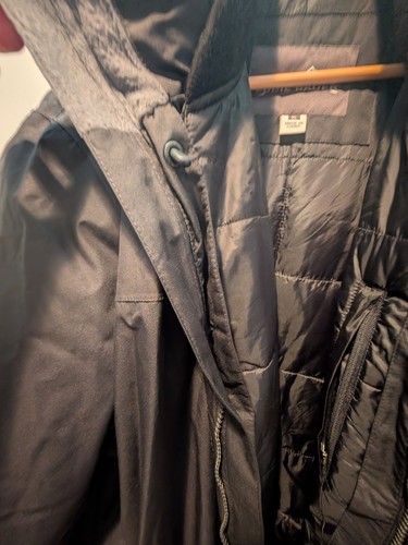 Men's Black Winter Puffer Jacket with Hood Long Jacket - Picture 4 of 5