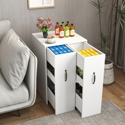 3 Tier Wooden Floor Standing Bookcase Slide Out Drawer Storage Bookcase