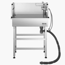 34" Stainless Steel Dog Grooming Tub w/Faucet - Pet Bath Tub for Dogs  Cats