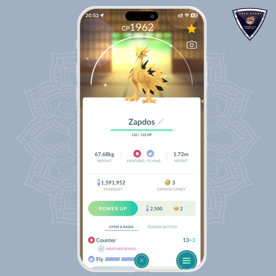 Comptes Pokémon GO Avec Oiseaux Galariens Brillants – Moltres, Articuno, Zapdos – 20k+ Étoiles