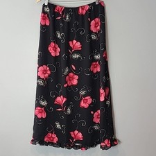 Vintage Y2K Dark floral maxi skirt Fairy Grunge 90s Size XL Whimsigoth Holiday