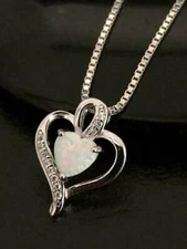 2.5 Ct Heart Shape Fire Opal Women's Beautiful Pendant 14K White Gold Finish