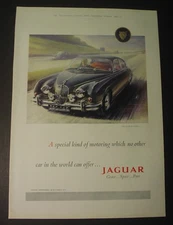 24 foreign car ads, 1954-65; JAGUAR, Mercedes, Daimler Austin, Triumph, Vauxhall