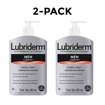2- LUBRIDERM Men 3-in-1 Body, Face & Post Shave Lotion, Light Fragrance 13.5 Oz 