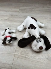 Vintage 1985 Tonka Pound Puppy Lot- White Hound Dog W/ Brown Spots Large & Small
