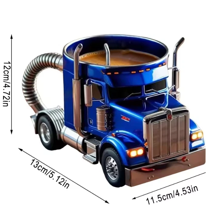 Taza de café duradera para camión semi camión taza de café hecha a mano semirremolque en forma de f Foto 2 de 4