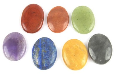 7 Chakra Healing Crystals Set   Natural Plain Oval Stones for Reiki, Medit