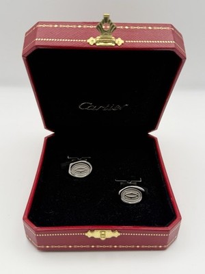 Cartier Double C Wax Seal Cufflinks 925 Sterling Silver Made in France w/Box