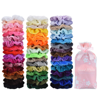 50 StüCke Scrunchies Samt, Bunte Haargummis Elastische HaarbäNder GummibäNder Fü