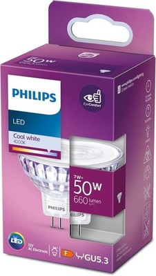 Philips LED Classic GU5.3 Lampe, 50 W, Reflektor, silber, Cool weiß