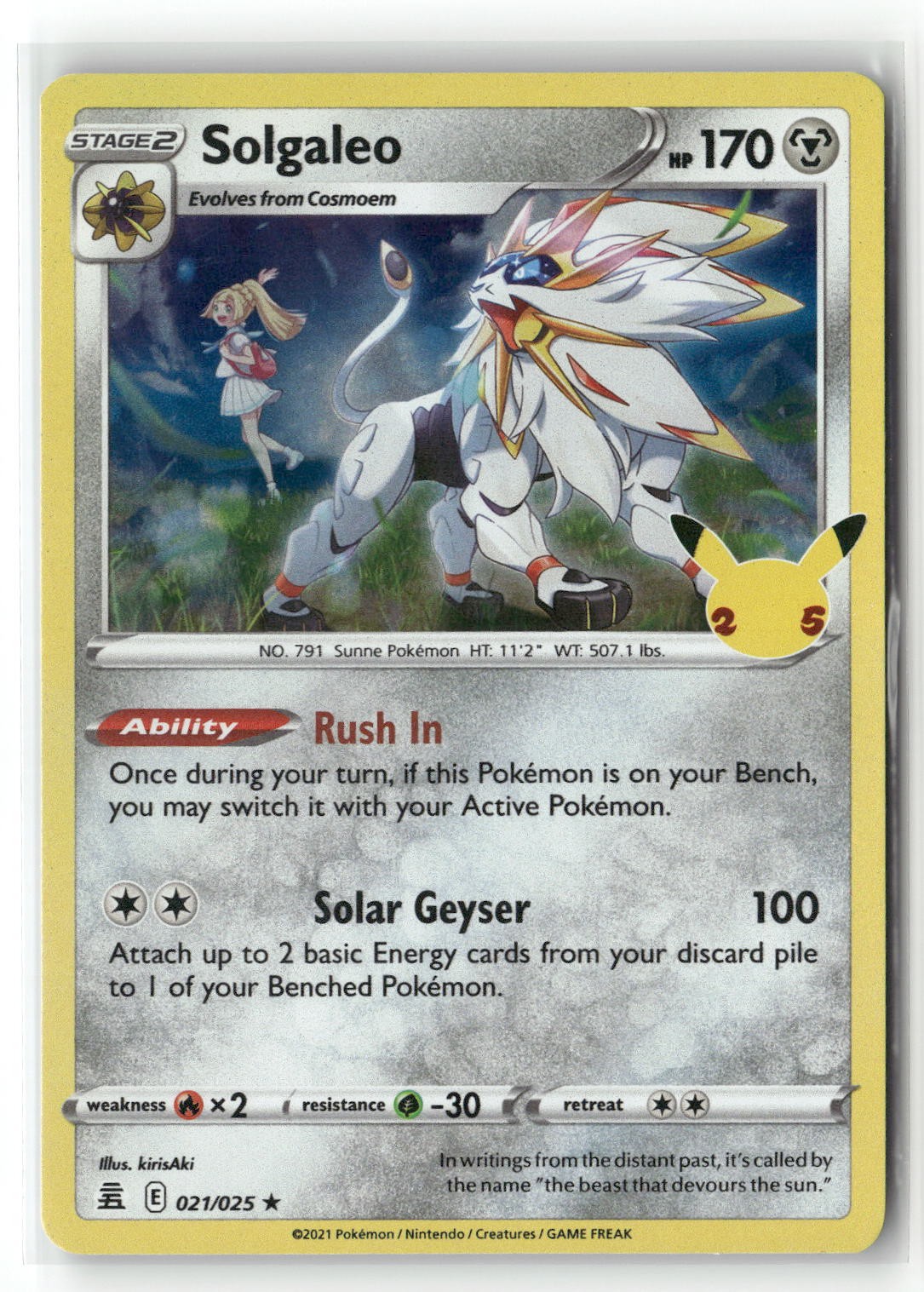 Solgaleo 021/025 Holo Rare Celebrations Pokemon Lightly Played