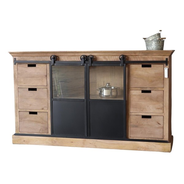 Sideboard Stupore Massivholz Industrial Style Anrichte Kommode Mangoholz & Eisen-image