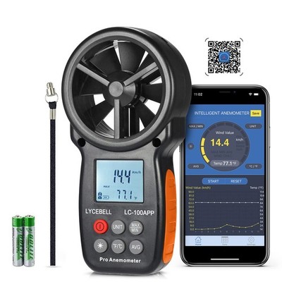 Wireless Anemometer with APP Bluetooth, Digital Handheld Wind Speed CFM Meter...