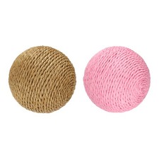 2Pcs Cat Toy Ball Sisal Cat Ball Toy 3.9 Inch Brown/Pink