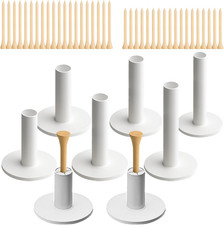 Rubber Tees for Golf Mats, 48 Pack   Includes 8 Rubber Tees  40 Natural Hardwoo