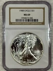1988 U.S. $1 American Silver Eagle 1oz Silver Coin NGC MS69