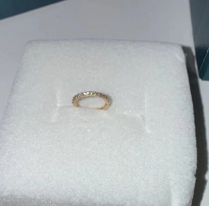 ANILLO NARIZ SEGMENTO BISAGRAS ORO AMARILLO SÓLIDO 14K CARAMELO CUERPO ADELANTE CIRCONITA CALIBRE 18 🆕 Foto 2 de 4