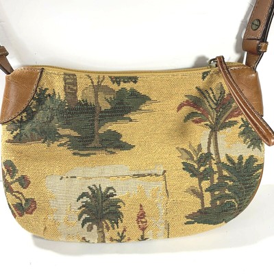 Vintage Tommy Bahama handbag tapestry purse palm tree tropical leather