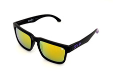 Spy Helm Promo Sunglasses Matte Black Frame Orange-Mirror Lens Purple Logo S14