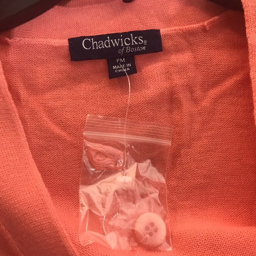 Chadwick’s Coral 7 Button Cardigan Womens Size PM New - Picture 5 of 6