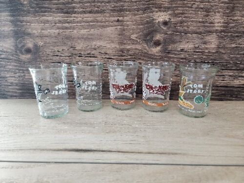 Welch's Tom & Jerry Jelly Jar LOT Of 5 Glasses 1990 Vintage Cartoon Glass Mugs - Picture 1 of 16