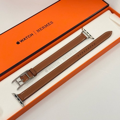 Apple Watch Hermès Double Tour Gold Apropos Leather Band 42,41,40mm Open Box - 第 1/9 張圖片