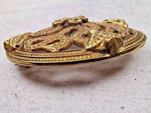 Kalevala Koru Finland bronze viking brooch pin vintage Nordic Finnish design - Picture 3 of 8