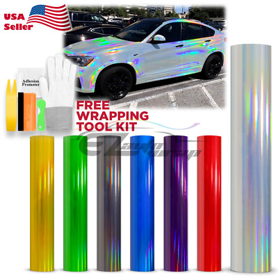 #ad Holographic Rainbow Neo Chrome Car Vinyl Wrap Sticker Decal Air Bubble Free $320.00
