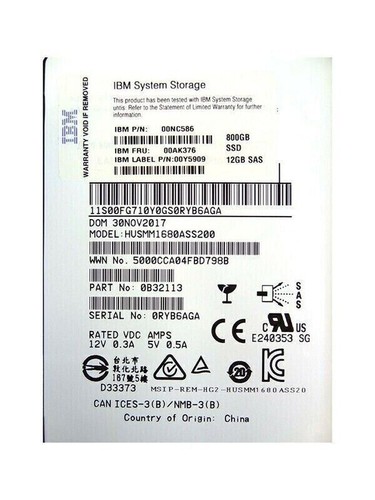 IBM ACMF 800Gb 2.5″ SSD Flash Drive 00MJ158 00AK376 Solid State Drive - 第 1/4 張圖片