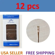 12PCs Thick Big Eye Sewing Self-Threading Needles Embroidery Hand Sewing bottom