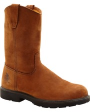 Georgia Boot Men's Wellington Pull On Work Boot - Steel Toe Brown 10 D