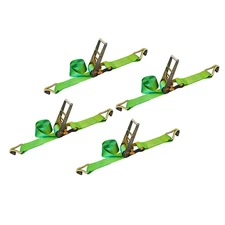 4 Pack Heavy Duty 4" x 30' Ratchet Tie Down Strap w/ J Hook WLL 5400 LBS GREEN