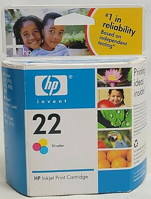 Genuine HP 22 Ink Cartridge - Tri-Color, 3 color, printer ink, exp. Dec 2007