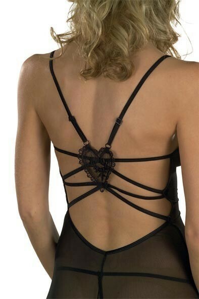 Mini vestido sexy negro semitransparente de espalda al aire NUEVO SIN ESTRENAR
