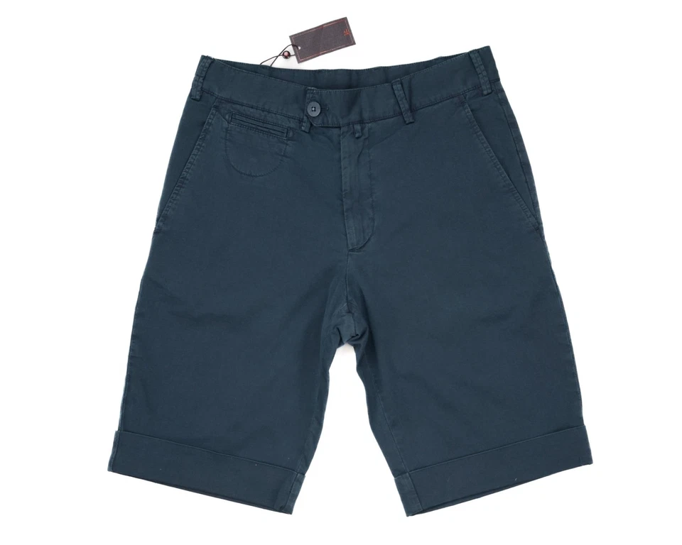Bermudas Isaia $675 NUEVAS CON ETIQUETAS Azul Mezcla de Algodón Elastizadas Calce Ajustado 30 EE. UU. (46 IT)