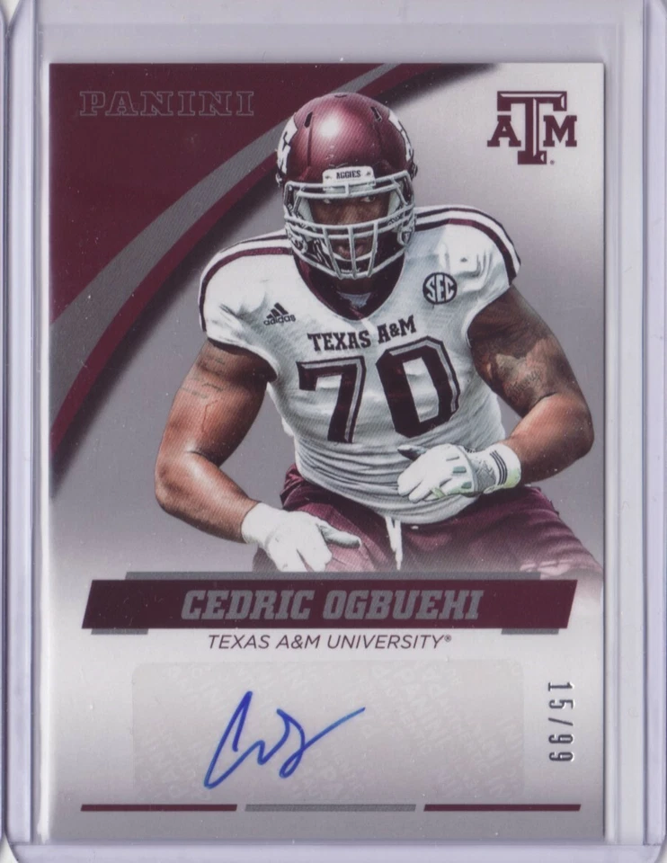 2015 Panini Collegiate Texas A&M Autograph Silver Cedric Ogbuehi /99 Auto FlatSH - Image 2 of 4