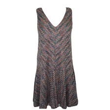 Anthropologie Maeve Medium M Westwater Knit Chevron Dress Drop Waist Vneck Multi