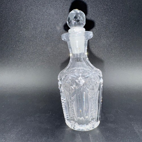 Bohemian Cezch Crystal Clear Cut Glass Perfume Bottle with Stopper 1930s - Picture 2 of 10