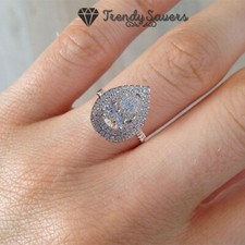 Water Drop 925 Sterling Silver Filled Crystal Engagement  Wedding Anniversary 