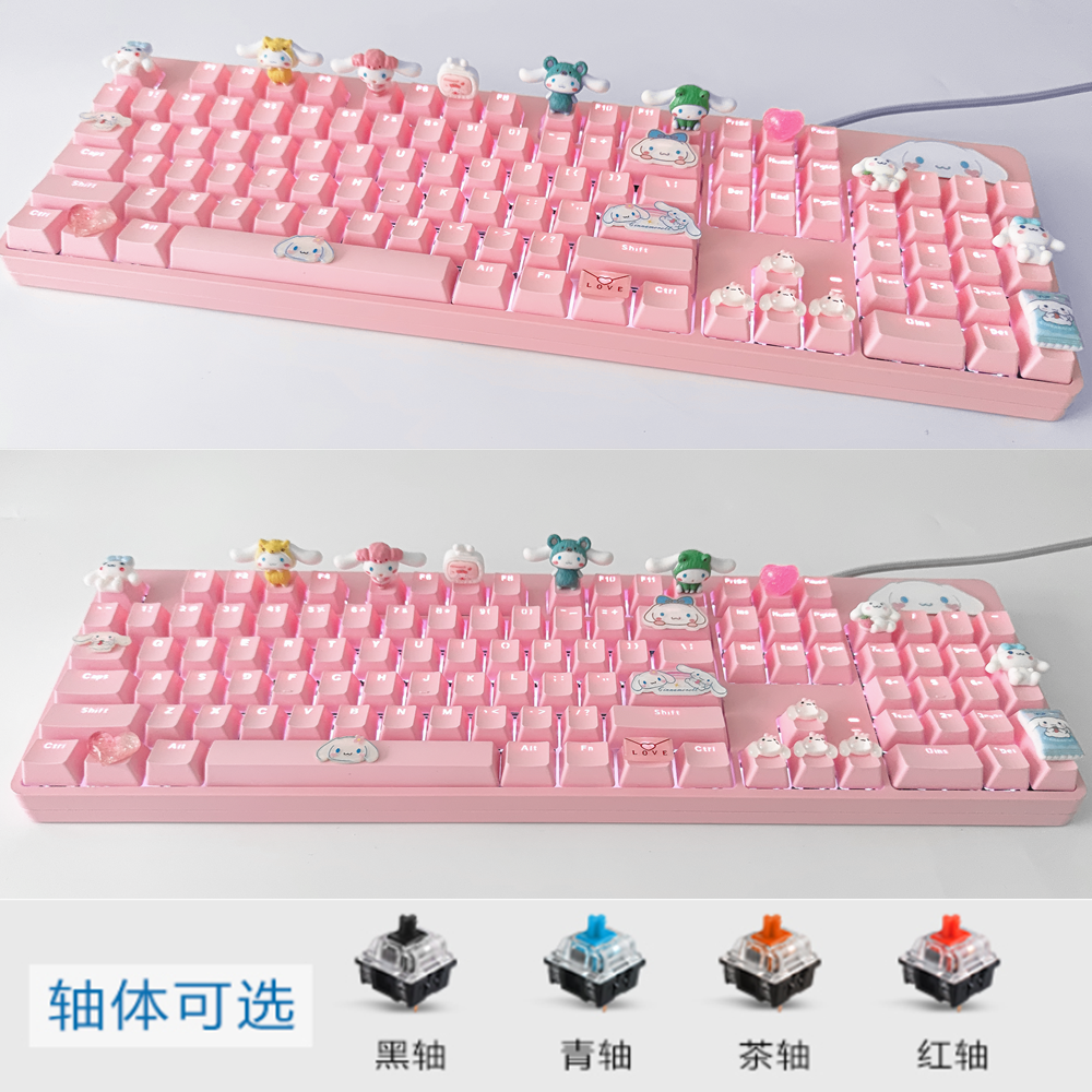 My Melody Cinnamoroll Kuromi Mechanical Keyboard USB Wired 87/104