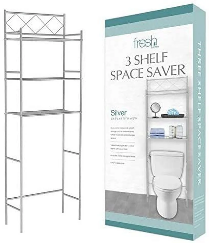 3-Shelf Bathroom Organizer over the Toilet, Bathroom Spacesaver Silver - 第 1/12 張圖片