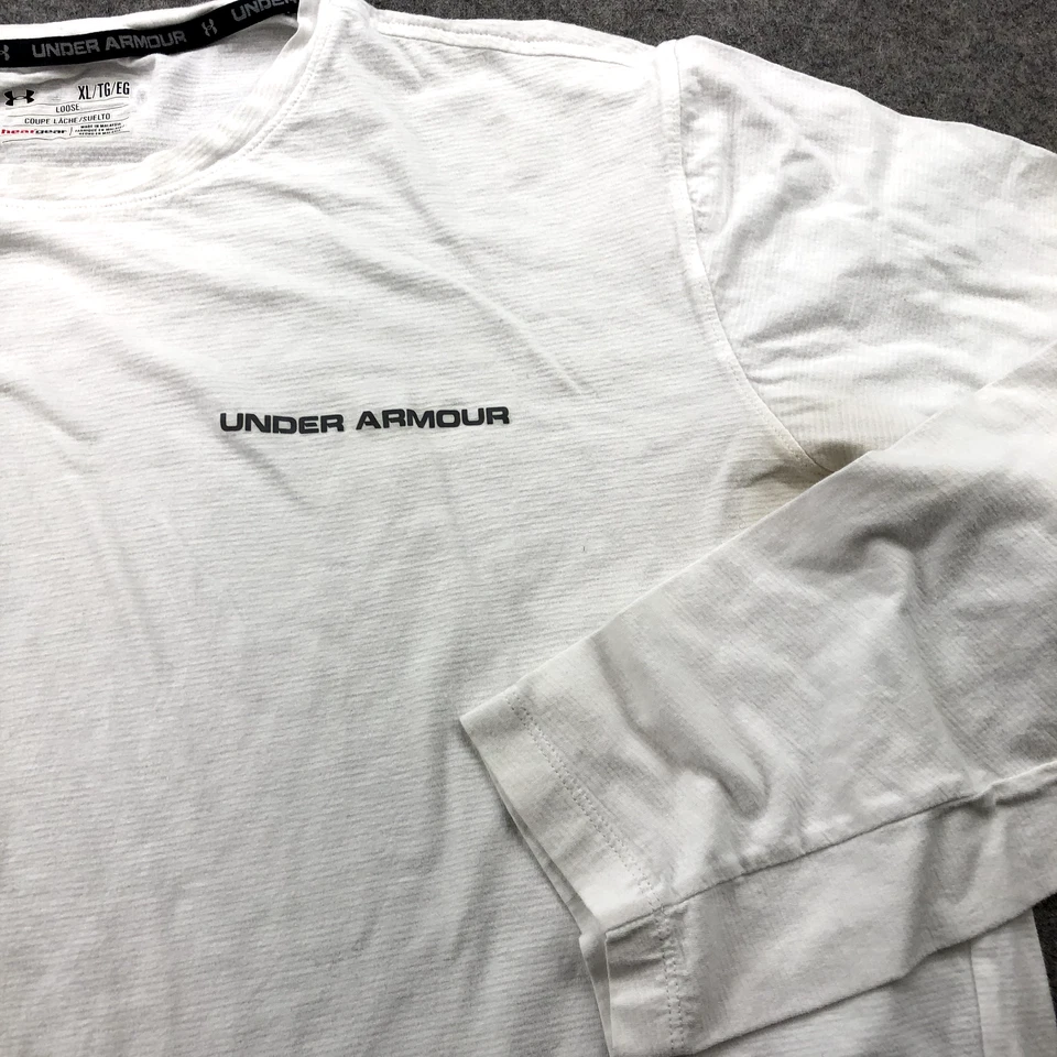Camisa Under Armour Para Hombres XL Blanca Deletrear Logo Gimnasio Informal Gimnasio Entrenamiento * Foto 3 de 4