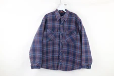 Vintage 90s Streetwear Mens Medium Faded Quilt Lined Flannel Button Shirt Jacket
