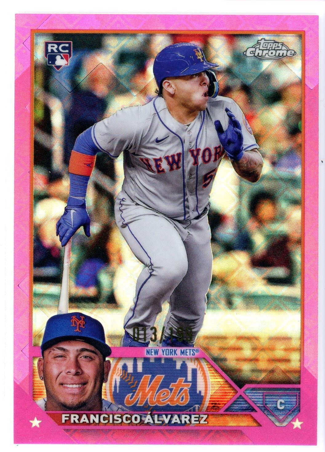 2023 Topps Chrome FRANCISCO ALVAREZ Pink Refractor Logofractor RC Rookie #d/199